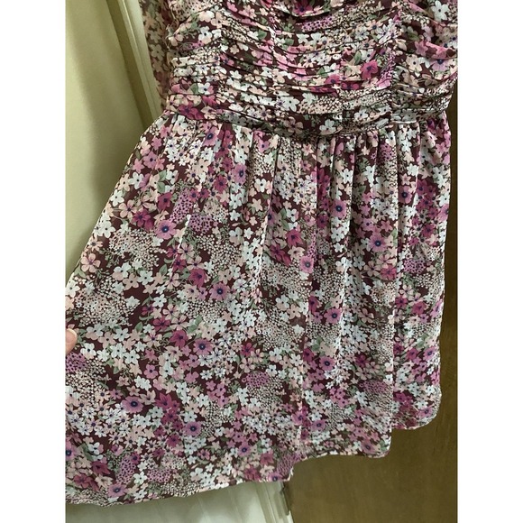 Crystal Doll Floral Print Mini Dress Empire Waist Flare Long Sleeve Junior Sz M - Picture 6 of 11
